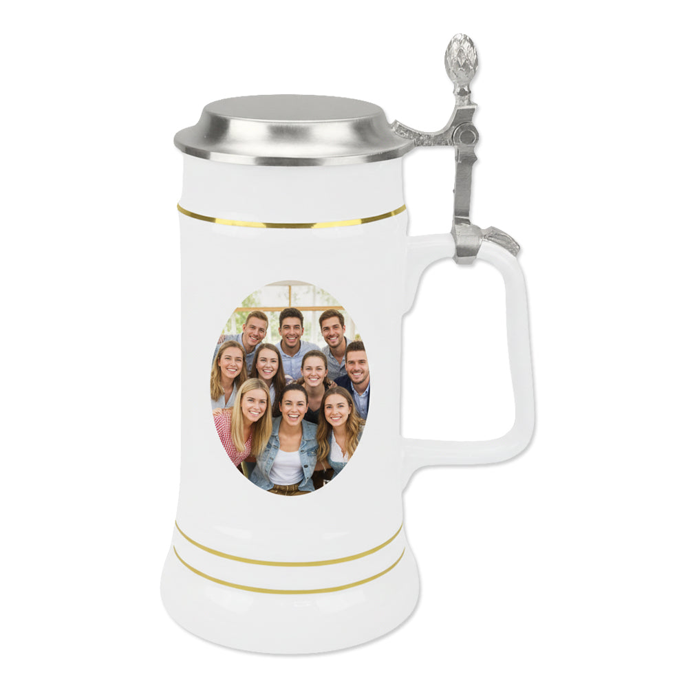 Bierkrug mit Zinndeckel bedrucken
