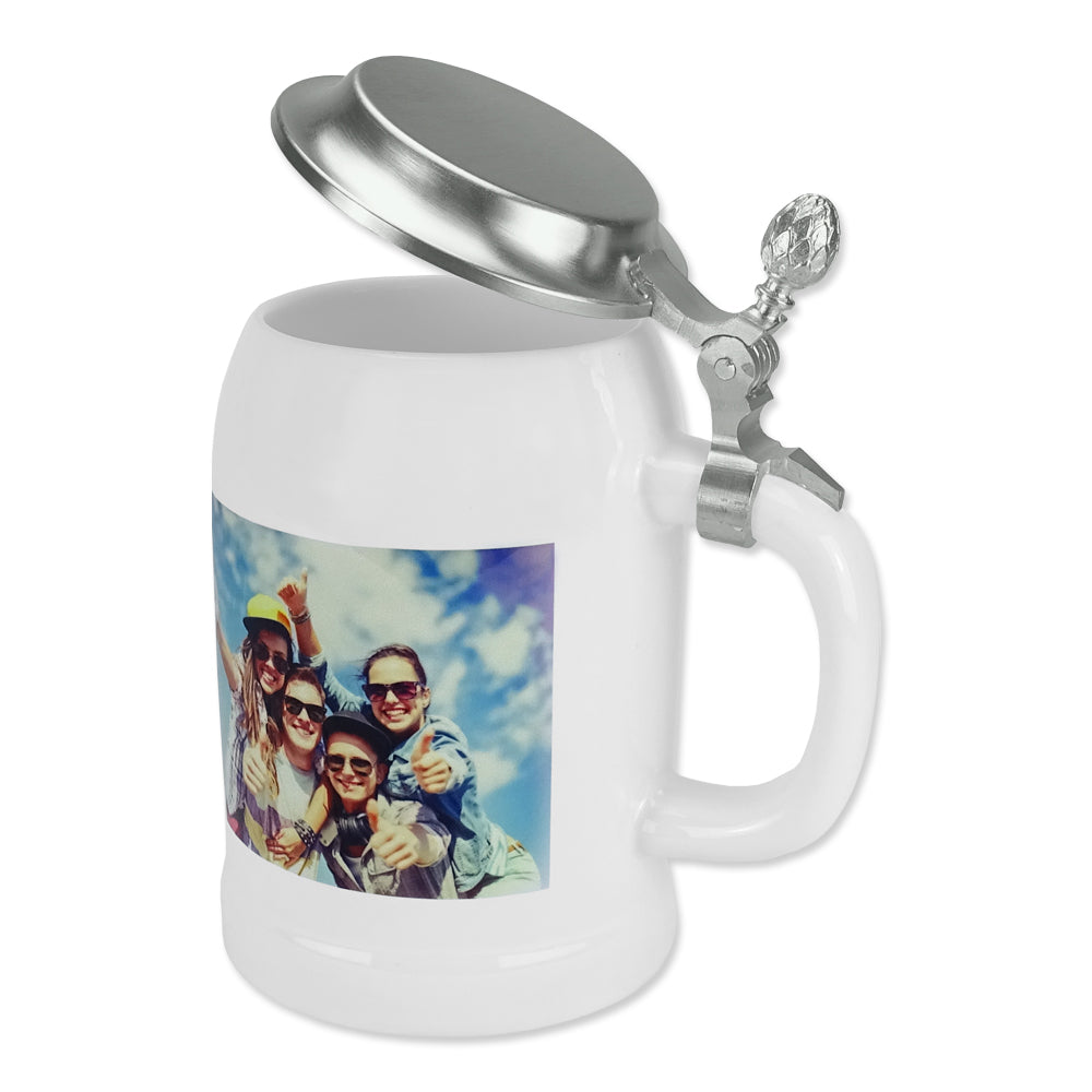 Bierkrug mit Zinndeckel bedrucken lassen