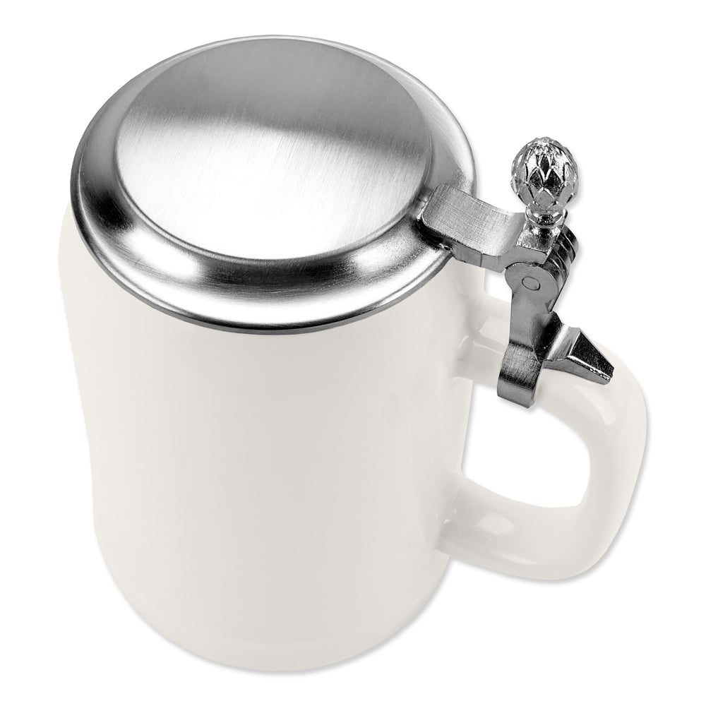 personalisierter Bierkrug mit Zinndeckel