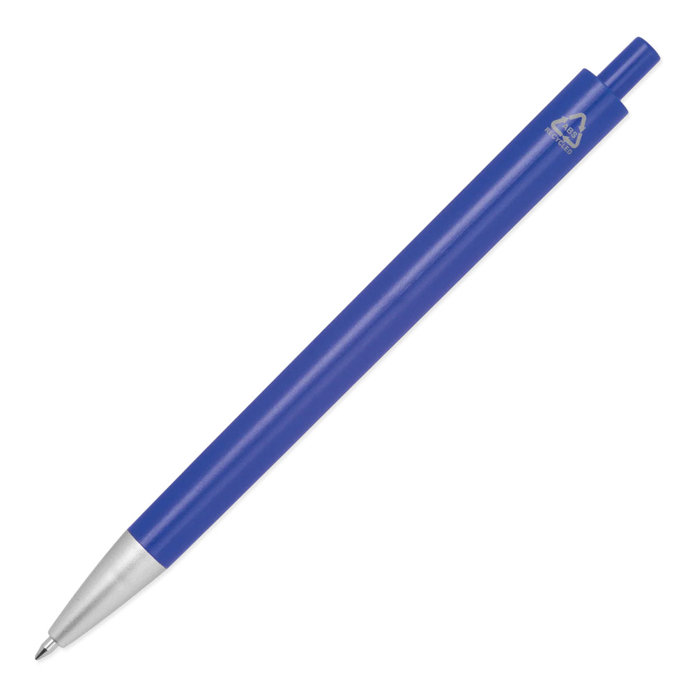blaue Kugelschreiber mit Logo bedruckt