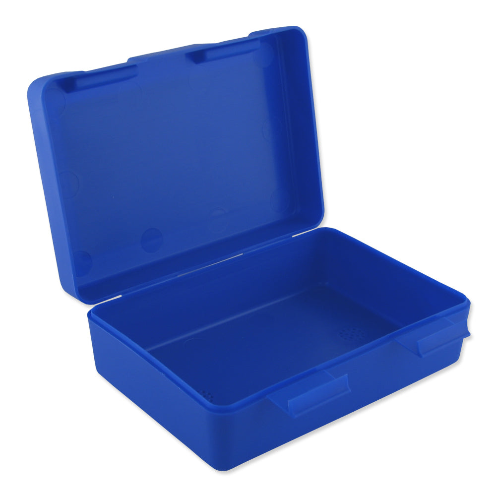blaue Brotdose aufgeklappt