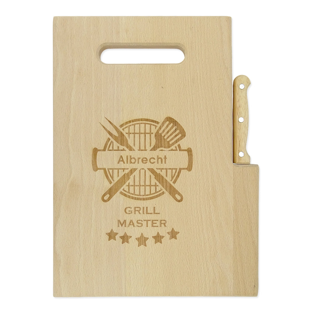 schneidebrett aus holz mit gravur